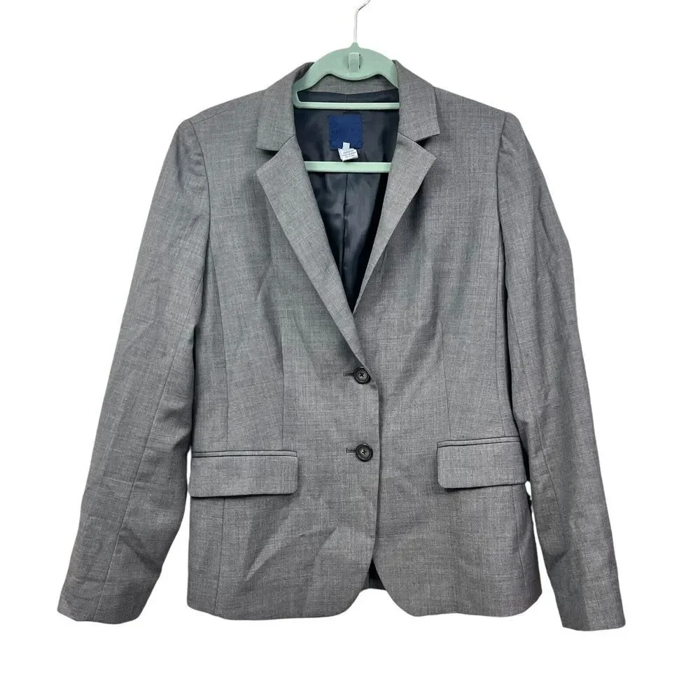 J. Crew Womens Super‎ 120's Blazer Wool Two Button Lined Flap Pockets Gray Sz 8